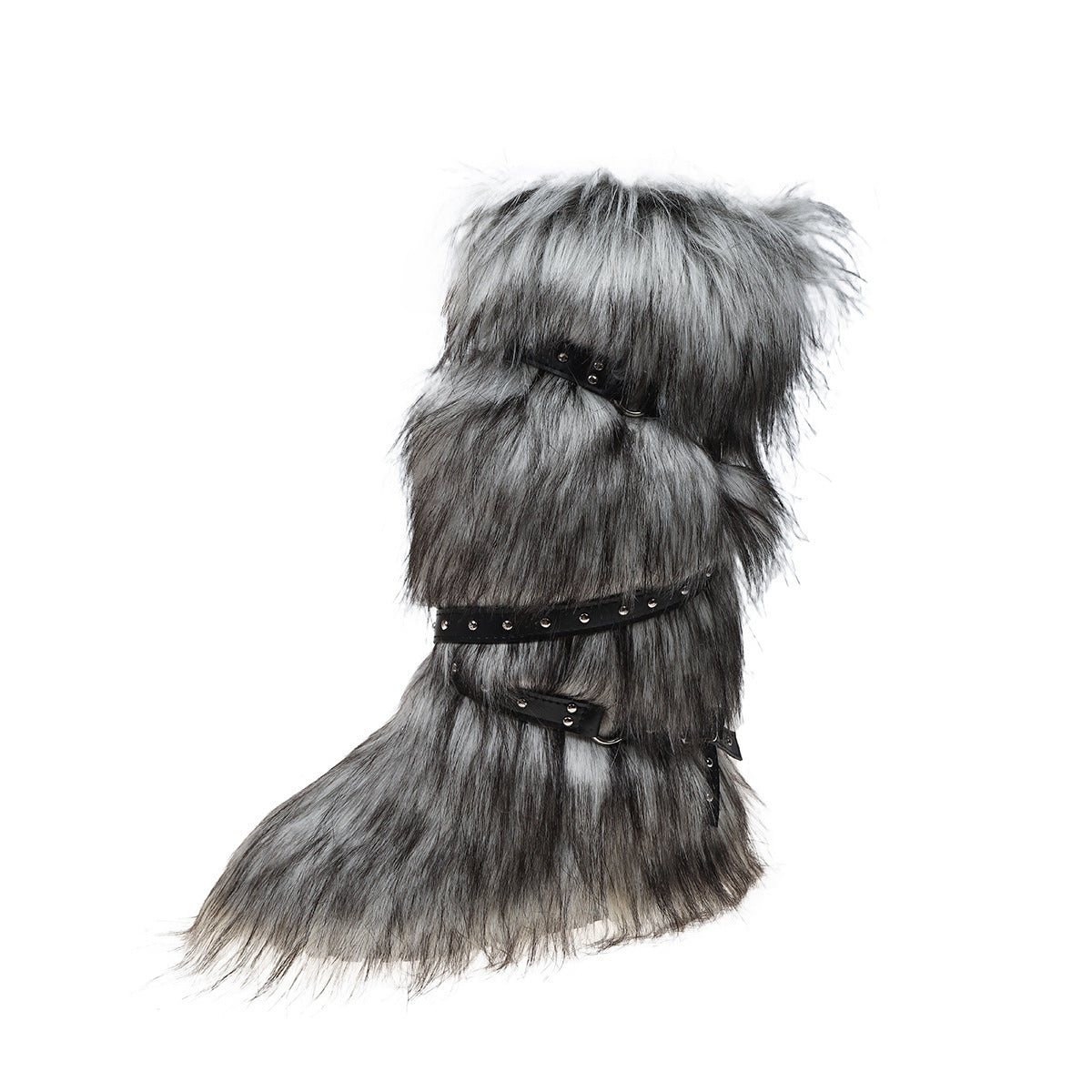 Women's Fur-Lined Mid-Calf Snow Boots | Cross-Strap Buckle | Slip-On Winter Boots