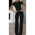 Casual Solid 2-Piece T-Shirt & Pants Set