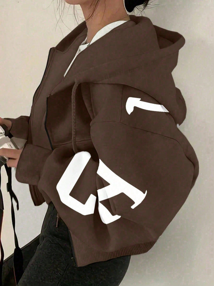 Women's Relaxed Fit Long-Sleeve Zip-Up Sweatshirt