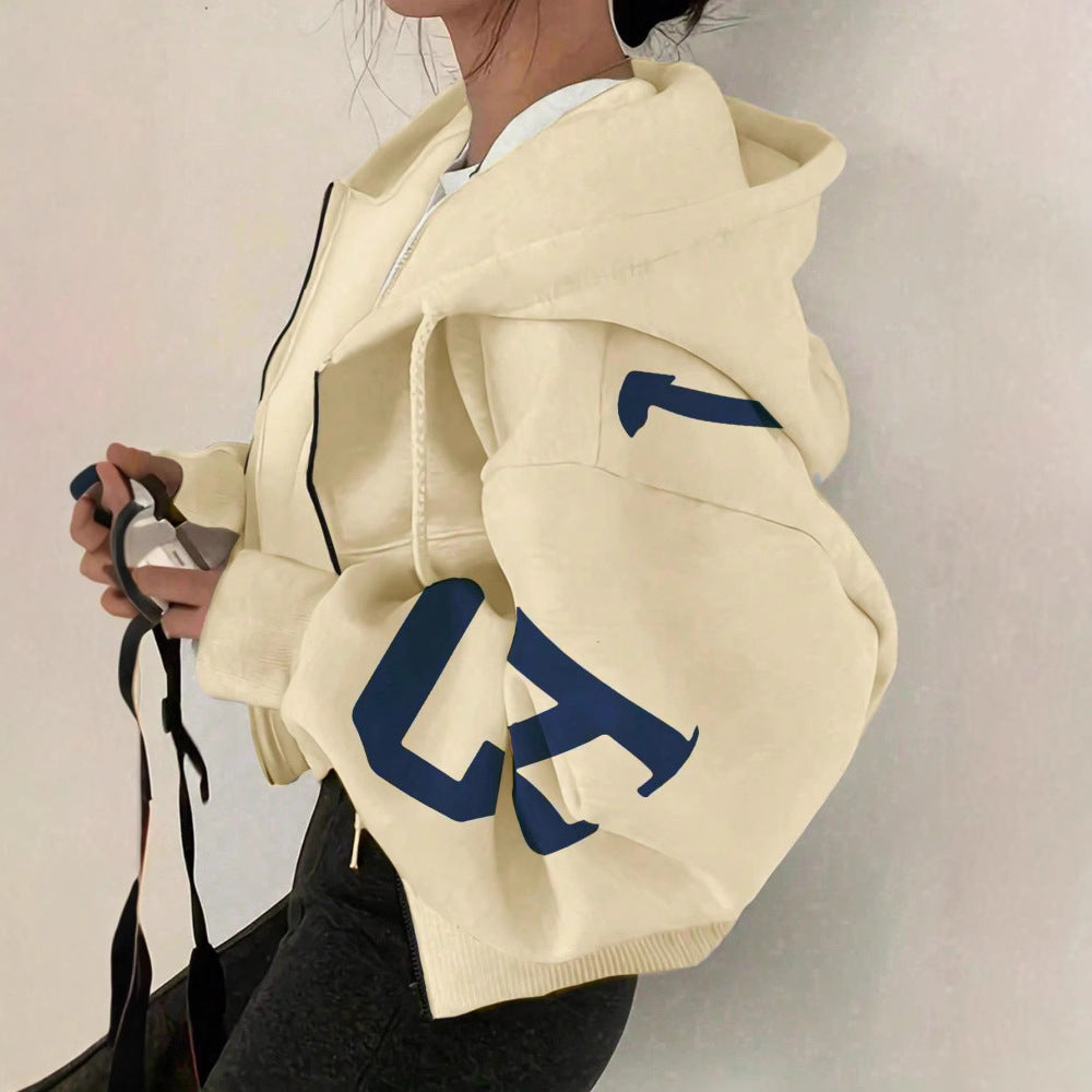 Women's Relaxed Fit Long-Sleeve Zip-Up Sweatshirt