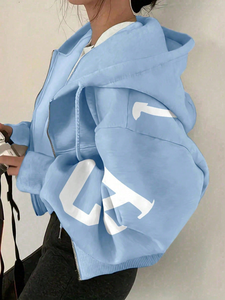 Women's Relaxed Fit Long-Sleeve Zip-Up Sweatshirt