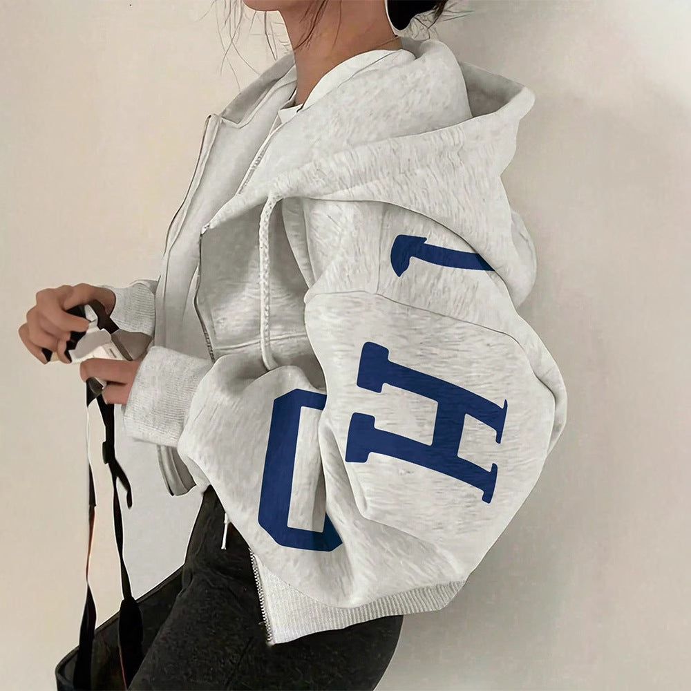 Women's Relaxed Fit Long-Sleeve Zip-Up Sweatshirt