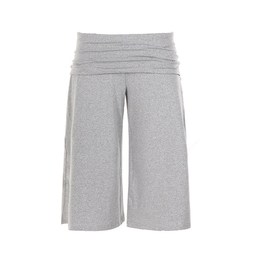 Casual Sports Cropped Pants Retro Waist Solid Color Simple Straight-Leg Pants High Waist All Matching Wide Leg Pants