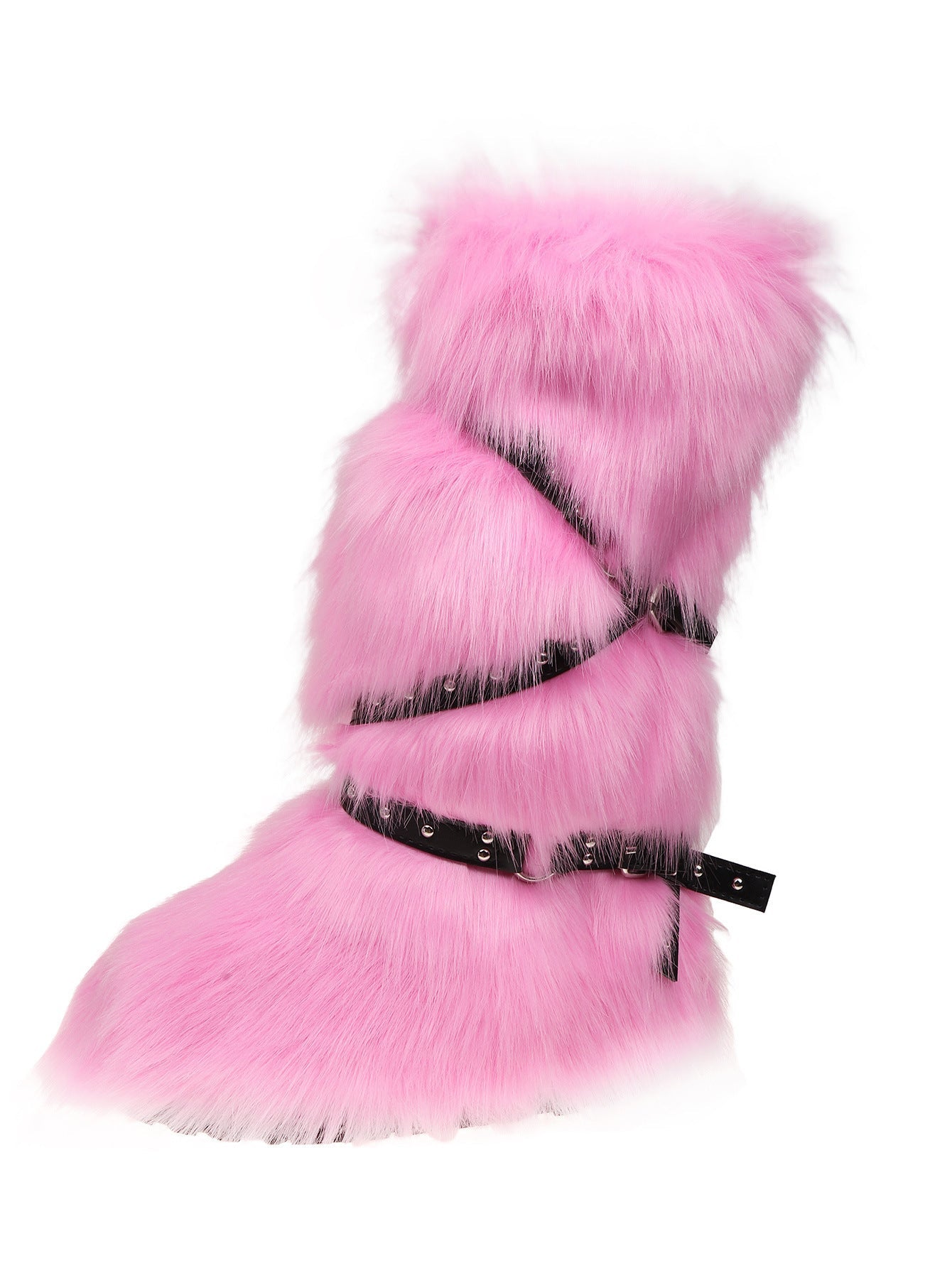 Women's Fur-Lined Mid-Calf Snow Boots | Cross-Strap Buckle | Slip-On Winter Boots