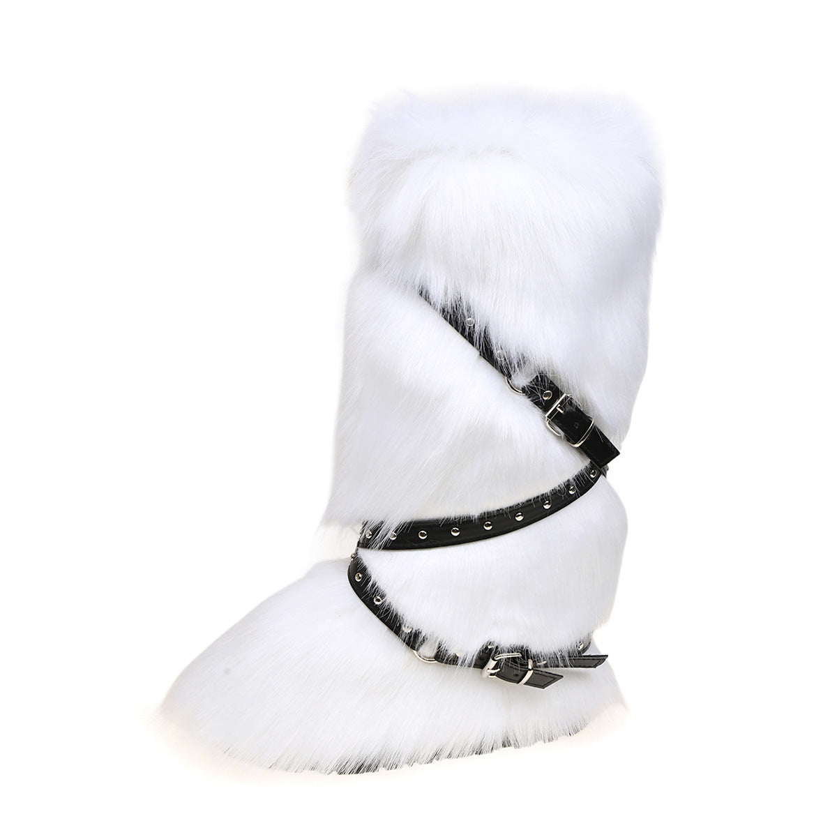 Women's Fur-Lined Mid-Calf Snow Boots | Cross-Strap Buckle | Slip-On Winter Boots