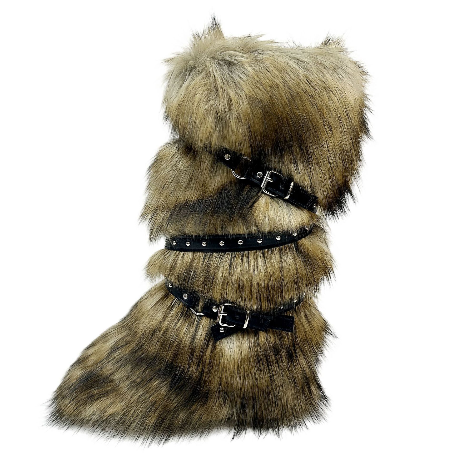 Women's Fur-Lined Mid-Calf Snow Boots | Cross-Strap Buckle | Slip-On Winter Boots